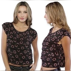 Free People Floral Ruffle Tiered Crop Top